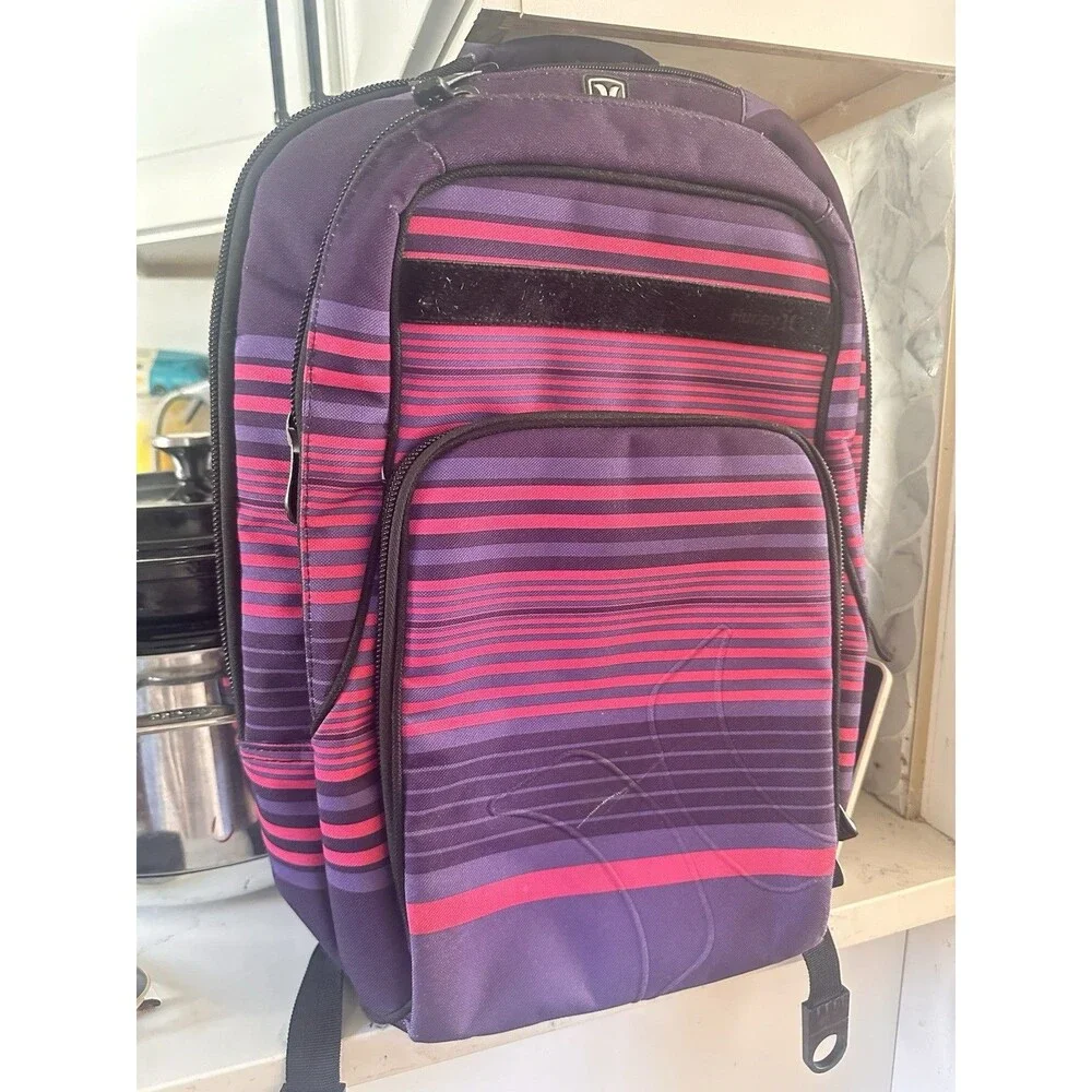 Hurley Copy Backpack Pink Striped Exclusive Compartment Laptop Casual Bag